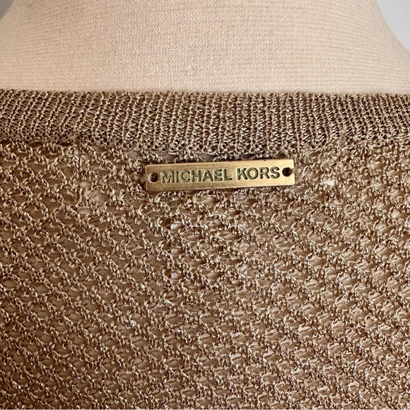 Michael Kors metallic gold open weave sweater size S - Picture 8 of 9